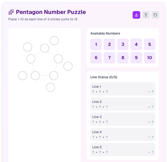 Pentagon Number Puzzle
