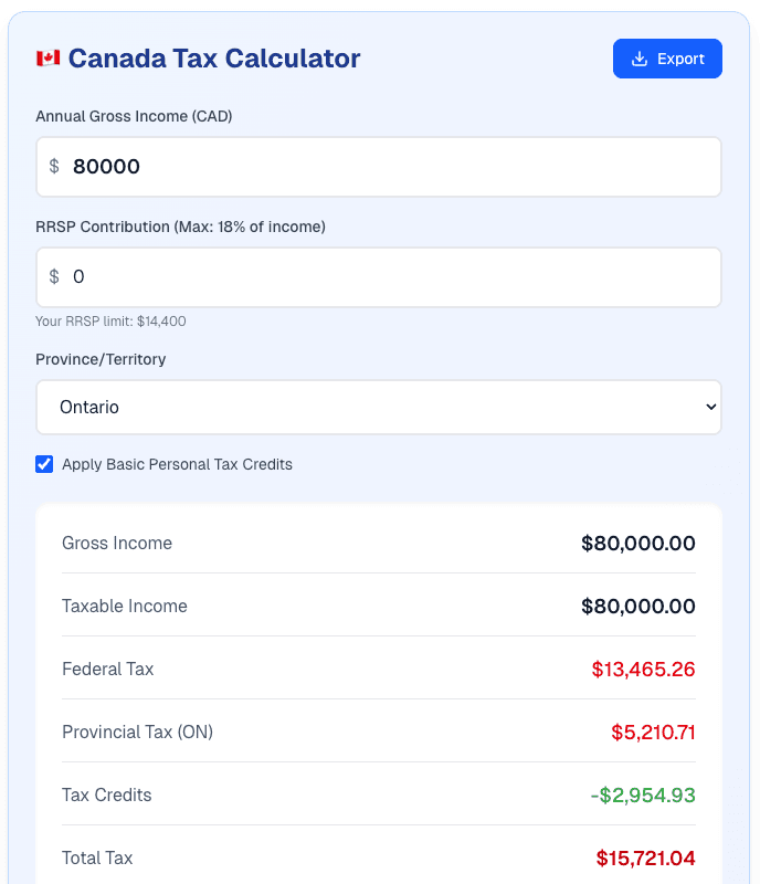 Canada Tax Calculator